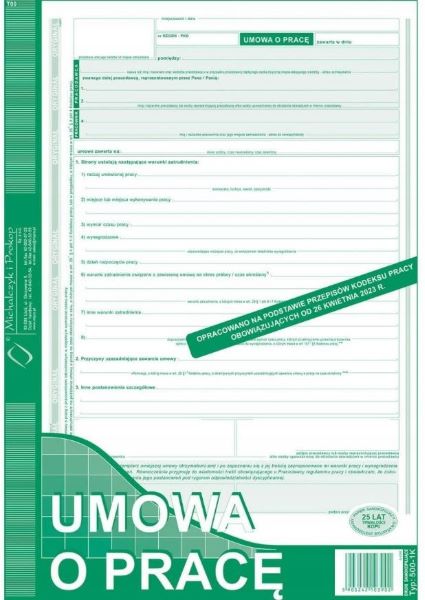 Umowa o pracę A4 500-1K (nowa) MIP